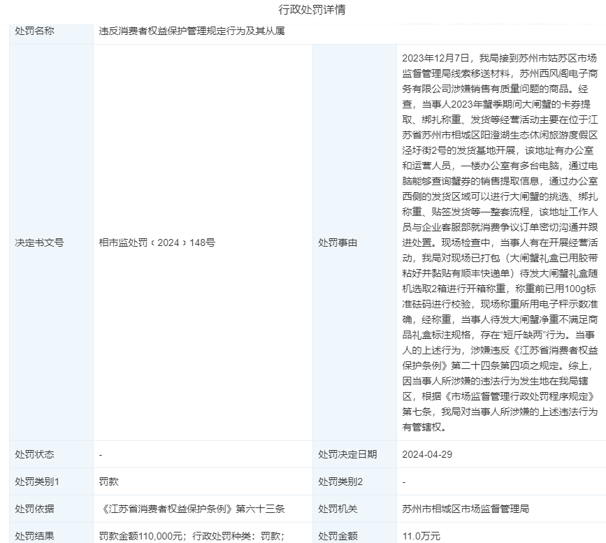 “蟹太太”卷入辛巴与三只羊纠纷：签约黄晓明代言 今年4月刚因“短斤缺两”被罚11万(图2)